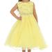 Big Girl Glitters Sequined Bodice Double Layer Tulle Rhinestones Flower Girl Dress Yellow 10 JK3670 BNY Corner