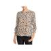 Calvin Klein Womens Floral Print Crewneck Blouse