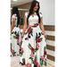 Elegant Spring Autumn Women Dress Casual Bohmia Flower Print Maxi Dresses Hollow Out Dress Plus Size