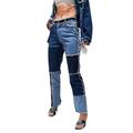 Women's Patchwork Jeans Hight Waist Patch Flare Denim Pants