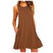 dresses summer dress for women Women O Neck Casual Pockets Sleeveless Above Knee Dress Loose Party Dress