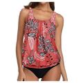 Bowake Women Plus Size Print Strappy Back Tankini Set Two Piece Swimsuits Swimdress,The size is too small, please buy one or two sizes larger than normal