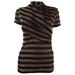 DKNY Women's Metallic Striped Surplice-Neck Top (XS, Black/Gold)