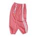 Aktudy Kids Striped Belt Thin Pants Girls Boys Summer Cotton Trousers (Red 4-5T)