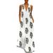 Bohemian Floral Print Dress for Women Summer Sundress Fashion Sexy V Neck Sleeveless Long Maxi Dress Sundress Plus Size