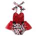 Suanret Valentineâ€™s Day Baby Girl Dress Sequin Love Halter Dress Romper Dress