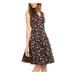 ANNE KLEIN Womens Black Floral Sleeveless V Neck Knee Length Fit + Flare Dress Size 8