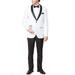 Adam Baker Men's 9-3412 Slim Fit One Button Satin Shawl Collar Tuxedo Suit - White - 38 Short