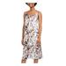 ONE CLOTHING Womens White Animal Print Spaghetti Strap V Neck Midi Shift Party Dress Size M