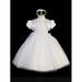 Tip Top Kids Little Girls White Jeweled High Neck Tulle Bolero Baptism Gown