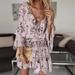 Women's Middle Waist Summer Dress Pullover Printed Floral Mini Dress Ruffles Half Sleeve Dress Casual Design Mini Dress