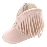 Baby Girls Cowboy Tassel Boots Side Zipper Moccasins Soft Bottom Non-Slip Toddler Shoes