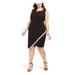 BCX Womens Black Rhinestone Sleeveless Jewel Neck Knee Length Sheath Cocktail Dress Size 2X