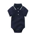 Zupora Infant Baby Boys Girls Polo Collar Romper Summer Toddler Newborn Cute Cotton Solid Short Sleeve Snap Closure Jumpsuit Bodysuit Clothes for 0-12 Months Kids