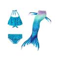 3PCS Baby Kids Girl Tankini Set Bikini Sets Swimwear For Girls 7-16 Swimsuit Swimming Mermaid Tail With Monofin Beachwear Bathing Suit Swimming Costumes Swimmable Flippers