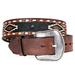 32" Roper Mens Leather Tribal Inspired 1.5" Wide Belt Aztec Whipstich Brown