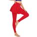 Avamo Women 2 in 1 Yoga Culottes Leggings Tummy Control Fake Two Piece Pants and Skirts for Skating Golf Workout