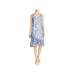 Nic + Zoe Womens Falling Petals Sheer V-Neck Flounce Dress