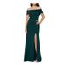XSCAPE Womens Green Slitted Off Shoulder Full-Length Sheath Formal Dress Size 6