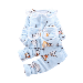Binpure Warm Flannel Lace Lapel Long-Sleeves Sleepwear Top + Trousers Suit with Cute Cartoon Printing for Little Girl