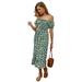 Sexy Dance Womens Floral Print Mid Dress Off Shoulder Sundress Party Cocktail Holiday Dresses