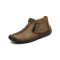 Audeban Mens Slip Ons Leather Driving Boating Moccasins Casual Loafers Shoe Zipper Boots Size 6.5-12.5