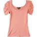 Almost Famous Womens Solid Puff Sleeve Short Sleeve Top