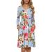 OLRIK Womens Floral Fall Long Sleeve Pockets Casual Tunic T Shirt Dress Flower1919