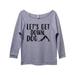 Womens Raw Edge 3/4 Sleeve "Let's Get Down Dog" Funny Yoga SweatShirt Large, Heather Grey