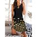 Women's Vintage Floral Print Dress Sleeveless Sexy Crewneck Dresses Casual Beach Holiday Dress