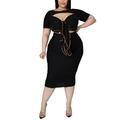 Avamo Sexy Short Sleeve Bandage Bodycon Mini Club Dress for Women Lady Plus Size Hollow out Dresses