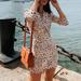 Mojoyce Chic Long Sleeve Women Lapel Collar Tunic Animal Print Dress Coat (M)