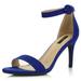 DailyShoes Ankle Strap Classic Stiletto Heels High Low Heel Sandal Buckles Open Toe Fashion Sandals Mid for Women Vanessa-01 Blue Sv 8