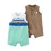 Carters Infant Boys 2 Piece Baby Romper Set Mint Stripe & Brown Bodysuit Outfits