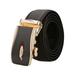 Allegra K Men's Automatic Ratchet Leather Belt with Double Stitch Edge