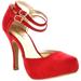 Dream Pairs Office-02 Women's Classy Mary Jane Double Ankle Strap Almond Toe High Heel Pumps Shoes Office-02 Red Size 6.5