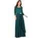 Fannny Fashion Women Emerald Lace Sequin A-Line Floor Length Evening Dress