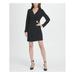 DKNY Womens Black Long Sleeve V Neck Above The Knee Sheath Evening Dress Size 8