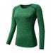 [Big Save!]Women Cozy Quick Dry Tops Compression Base Layer Athletic Long Sleeve T-Shirts Sports For Running Cycling Fitness Yoga Gym Green M
