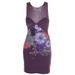 Free People Womens Purple Sleeveless Mesh Inset Printed Bodycon Dress S