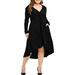 V-Neck High Low Dress for Ladies Plus Size Long Sleeve Zipper Maxi Dresses Loose Classic Hooded Dress for Women Plus Dresses Tunic