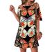 Summer Womens Casual Short Sleeve Dress Ladies Sexy Off Shoulder Backless Floral Print Sundress Sexy Backless Bandage Party Beach Dress