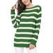 Allegra K Women's Long Sleeves Drop Shoulder Loose Striped Sweater