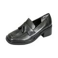 PEERAGE Rhona Women's Wide Width Slip-On Casual Tassel Leather Shoes BLACK 11