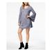 KENSIE Womens Blue Choker Space-dyed Bell Sleeve Scoop Neck Mini A-Line Mini Dress Size M