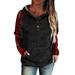 Sexy Dance Women Hoodies Casual Loose Buffalo Plaid Hoodies Ladies Retro Check Raglan Drawstring Pockets Hooded Sweatshirt Pullover