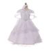 Little Girls White Virgin Mary Embroidered Cape Headband Baptism Gown