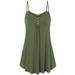 UKAP Women Summer Sleeveless V Neck Top Solid Color Casual Swing Shirts Flowy Tank Tops Blouses with Buttons Decoration