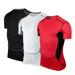 Baozhu Men's 3 Pack Compression Base Layer Tight Short Sleeve Sports Tops T-Shirt (Red/White/Black)