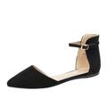 Dream Pairs Flapointed Women's Casual Ankle Strap Flats Shoes Pointed Plain Ballet Comfort Soft Slip On Flats Shoes Flapointed-Ankle Black/Suede Size 6.5
